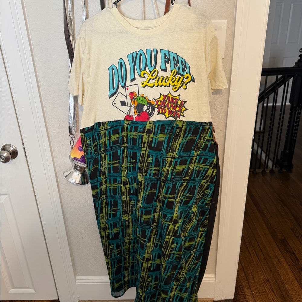 Graphic Print Maxi Dress in Cream and Green